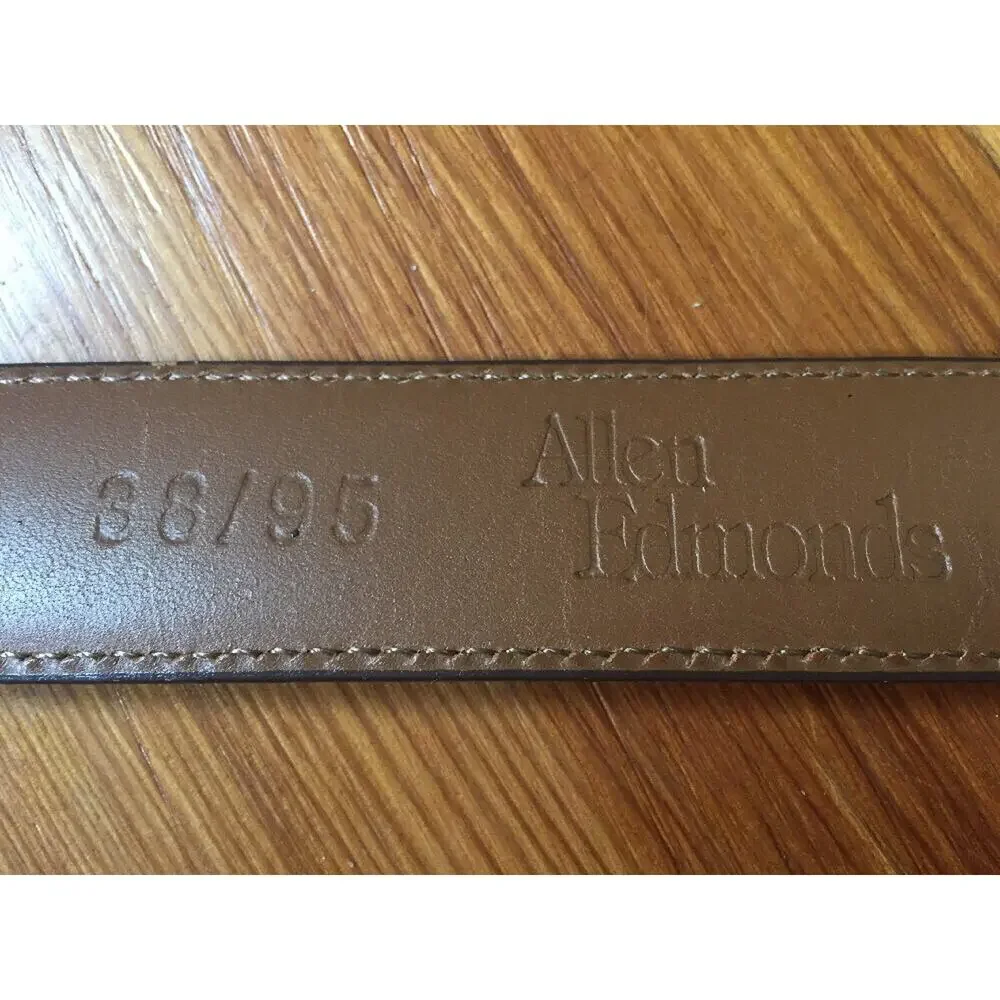Allen Edmonds Hand Crafted Burnished Calf Brown Genuine Leather Dress Belt 38